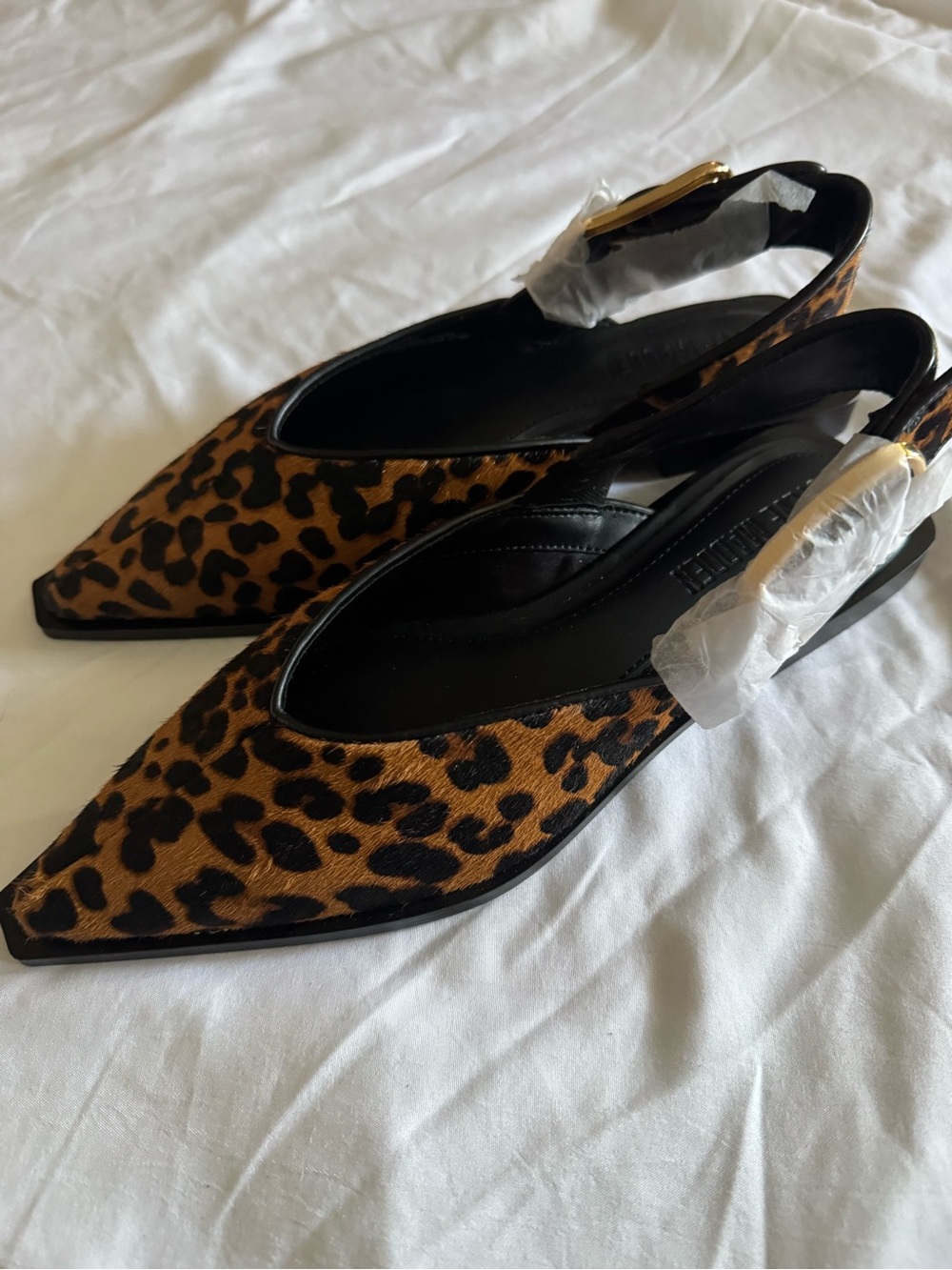 Leopard Print Pointed Toe Slingback Flats - Women - Picture 8 of 12